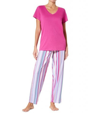 Women's Side By Side Stripe Knit Pajama Pants Jacaranda $16.66 Sleepwear