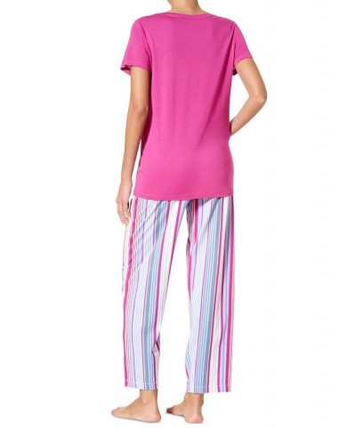 Women's Side By Side Stripe Knit Pajama Pants Jacaranda $16.66 Sleepwear