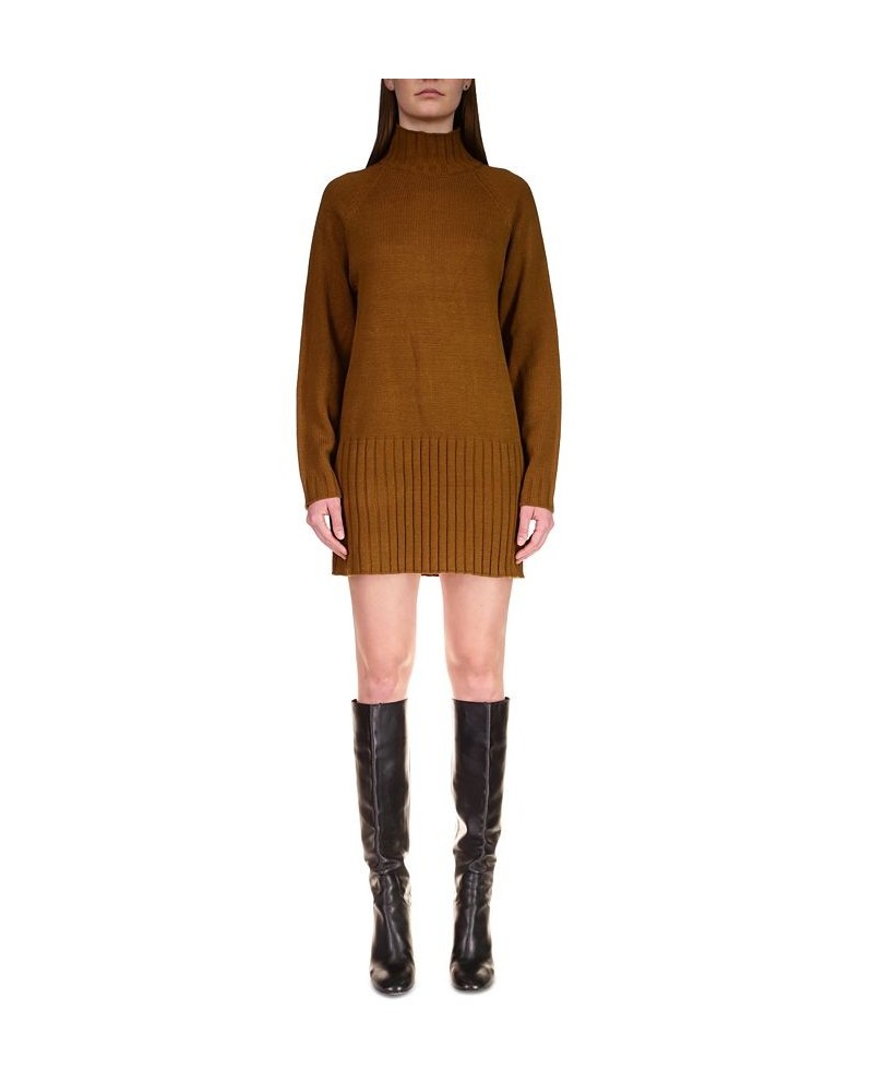 Women's Ribbed Mock-Neck Sweater Dress Spice $28.77 Dresses