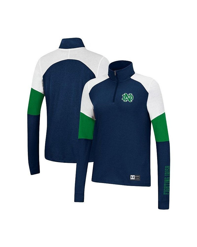 Women's Navy Notre Dame Fighting Irish Sleeve Hit Raglan Quarter-Zip Jacket Navy $28.70 Jackets