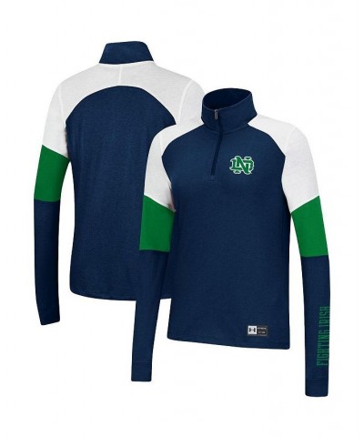 Women's Navy Notre Dame Fighting Irish Sleeve Hit Raglan Quarter-Zip Jacket Navy $28.70 Jackets