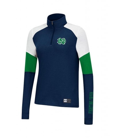 Women's Navy Notre Dame Fighting Irish Sleeve Hit Raglan Quarter-Zip Jacket Navy $28.70 Jackets