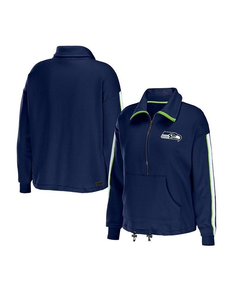 Women's College Navy Seattle Seahawks Logo Stripe Half-Zip Top Navy $34.31 Tops