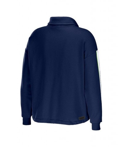 Women's College Navy Seattle Seahawks Logo Stripe Half-Zip Top Navy $34.31 Tops