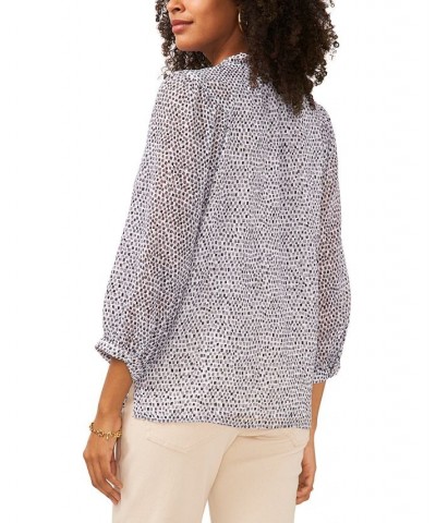 Women's V-Neck Long Sleeve Peasant Blouse Ultra White $41.83 Tops