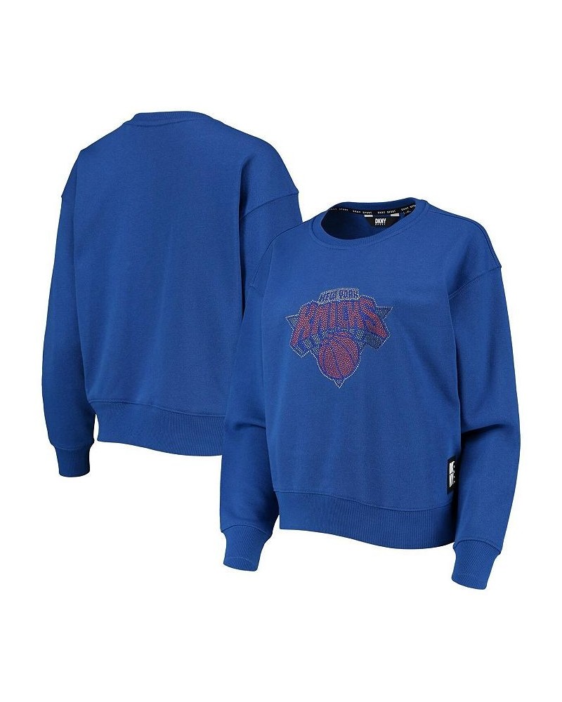 Women's Blue New York Knicks Carrie Rhinestone Pullover Sweatshirt Blue $32.85 Sweatshirts