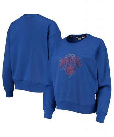 Women's Blue New York Knicks Carrie Rhinestone Pullover Sweatshirt Blue $32.85 Sweatshirts