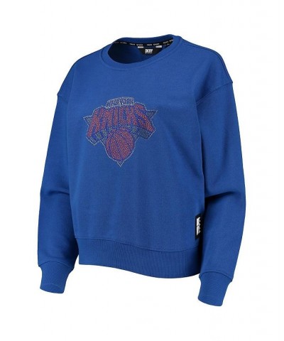 Women's Blue New York Knicks Carrie Rhinestone Pullover Sweatshirt Blue $32.85 Sweatshirts