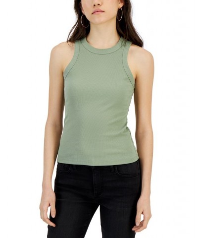 Juniors' High-Neck Cutaway Tank Top Green $9.18 Tops