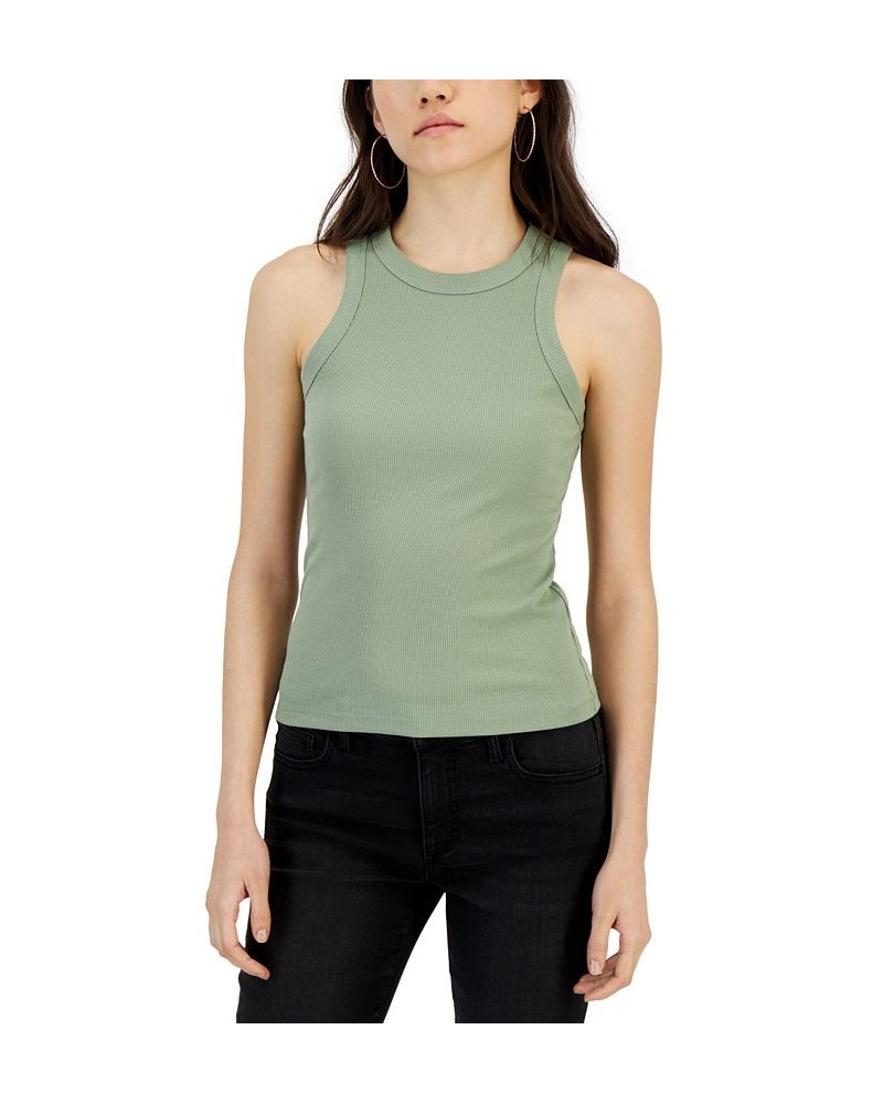 Juniors' High-Neck Cutaway Tank Top Green $9.18 Tops