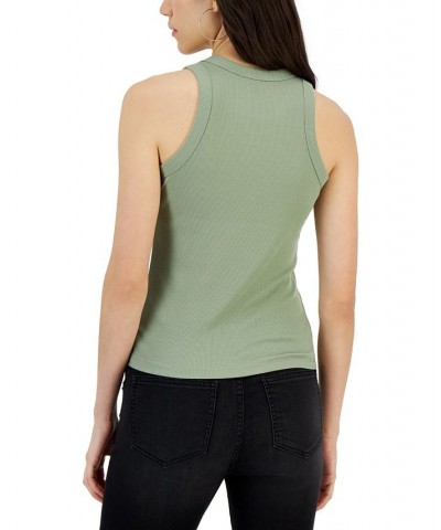 Juniors' High-Neck Cutaway Tank Top Green $9.18 Tops