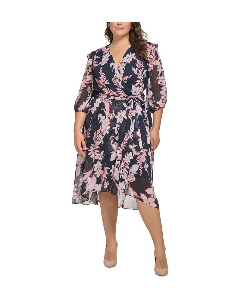 Plus Size Printed Faux-Wrap Midi Dress Sky Cap/en $57.24 Dresses