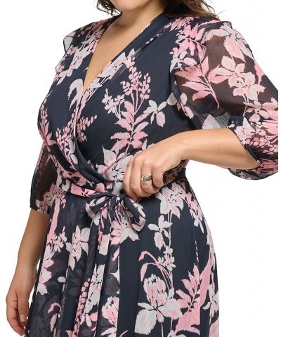 Plus Size Printed Faux-Wrap Midi Dress Sky Cap/en $57.24 Dresses