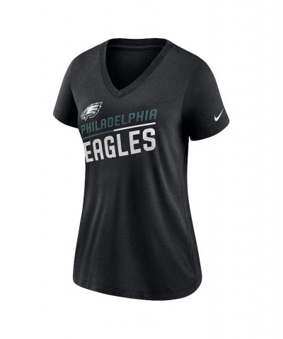 Women's Black Philadelphia Eagles Slant Logo Tri-Blend V-Neck T-shirt Black $19.80 Tops