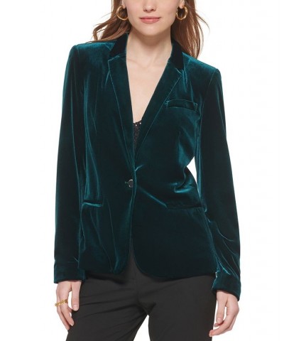 Petite Velvet One-Button Jacket Silver $32.04 Jackets