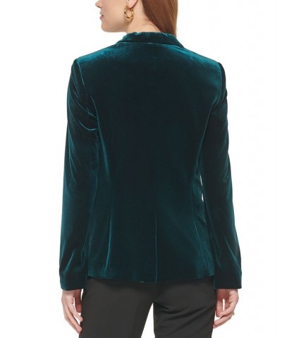 Petite Velvet One-Button Jacket Silver $32.04 Jackets