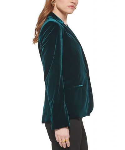 Petite Velvet One-Button Jacket Silver $32.04 Jackets