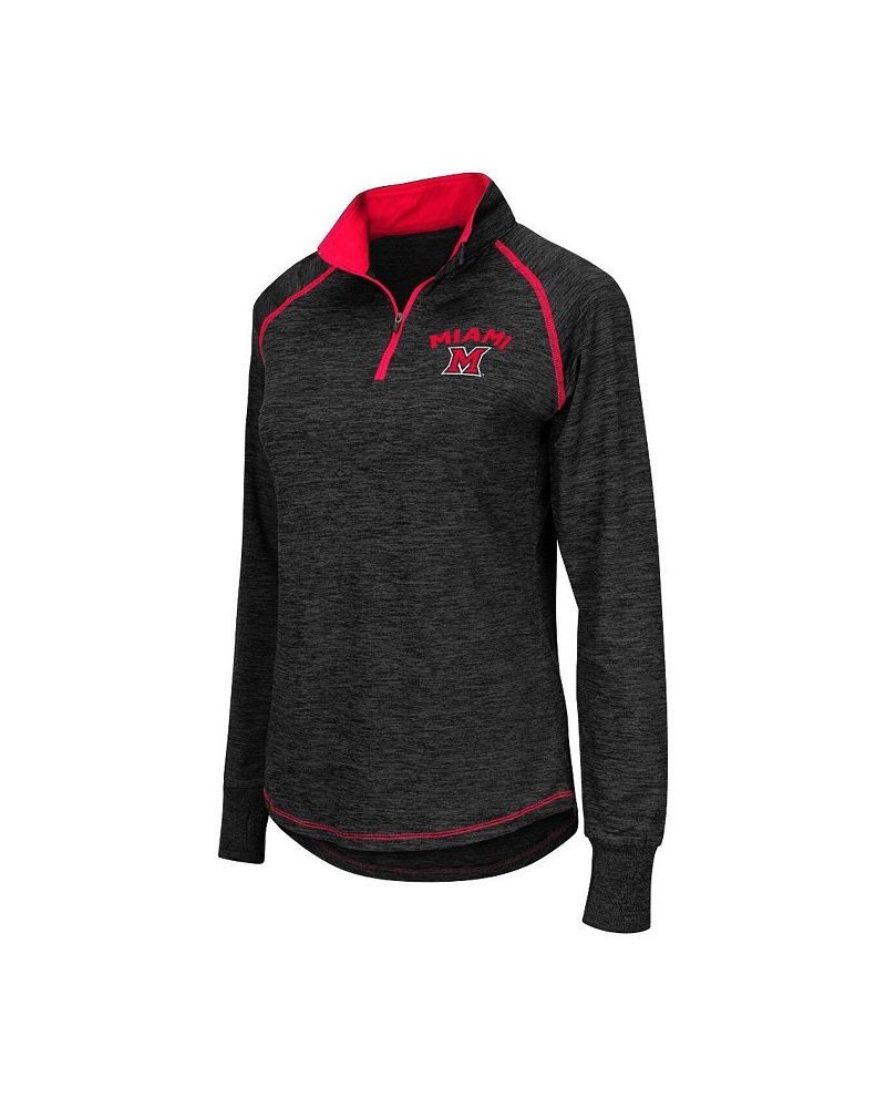 Women's Black Miami University RedHawks Bikram 1/4 Zip Long Sleeve Jacket Black $26.40 Jackets