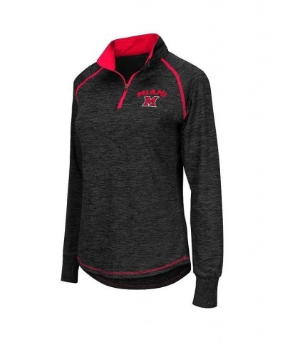 Women's Black Miami University RedHawks Bikram 1/4 Zip Long Sleeve Jacket Black $26.40 Jackets