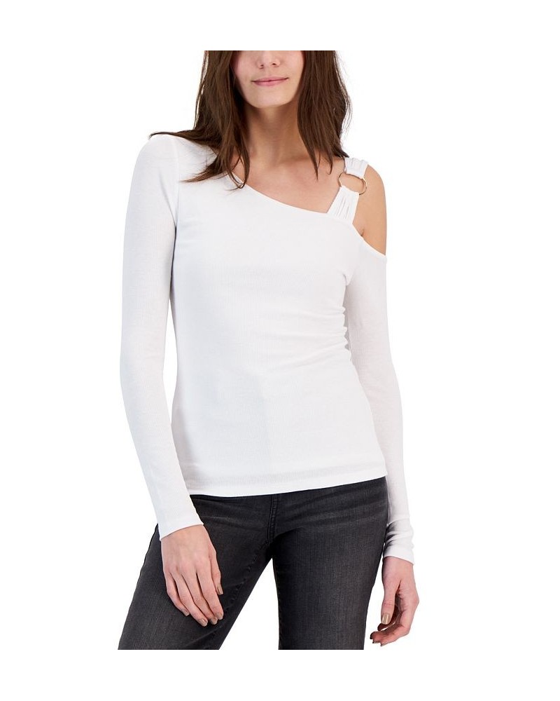 Women's One-Shoulder Asymmetric Top White $23.04 Tops