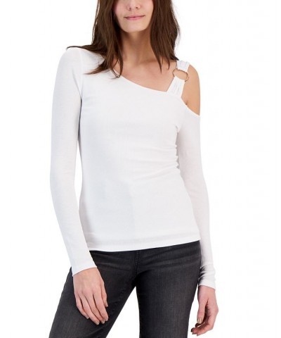 Women's One-Shoulder Asymmetric Top White $23.04 Tops