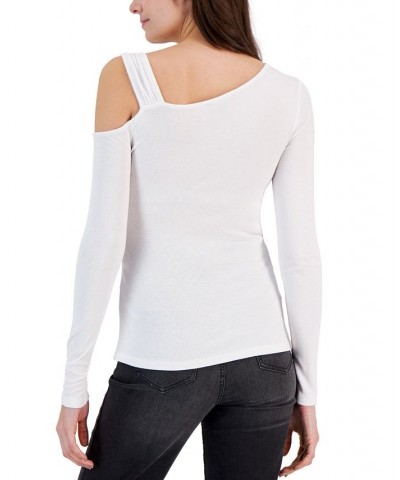 Women's One-Shoulder Asymmetric Top White $23.04 Tops