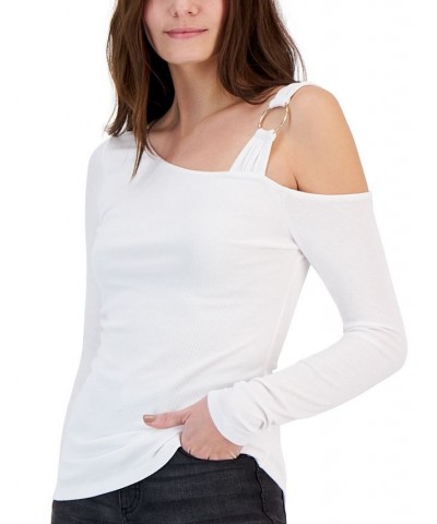 Women's One-Shoulder Asymmetric Top White $23.04 Tops