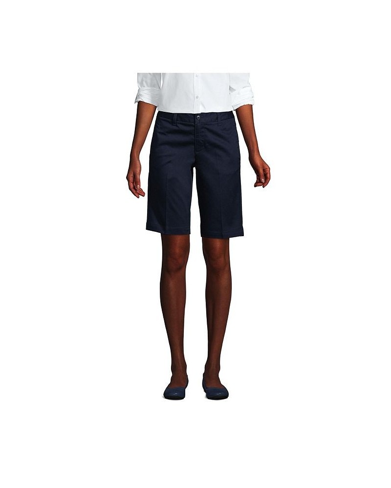 School Uniform Women's Tall Plain Front Blend Chino Shorts Blue $25.89 Shorts