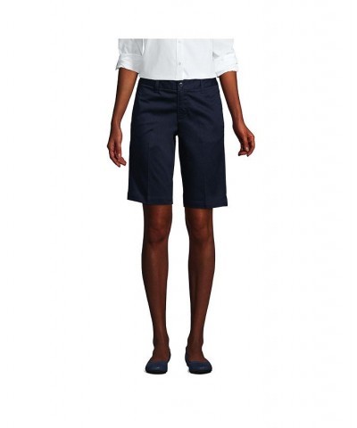 School Uniform Women's Tall Plain Front Blend Chino Shorts Blue $25.89 Shorts