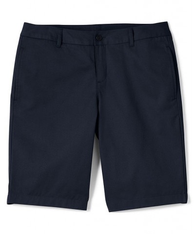 School Uniform Women's Tall Plain Front Blend Chino Shorts Blue $25.89 Shorts