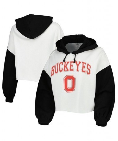 Women's White Black Ohio State Buckeyes Good Time Color Block Cropped Hoodie White, Black $29.40 Sweatshirts