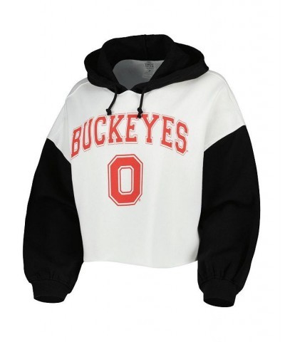 Women's White Black Ohio State Buckeyes Good Time Color Block Cropped Hoodie White, Black $29.40 Sweatshirts