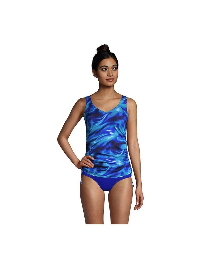 Women's Long Adjustable V-neck Underwire Tankini Swimsuit Top Adjustable Straps Electric blue multi/swirl $39.97 Swimsuits