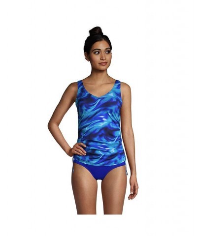 Women's Long Adjustable V-neck Underwire Tankini Swimsuit Top Adjustable Straps Electric blue multi/swirl $39.97 Swimsuits