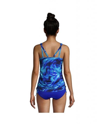 Women's Long Adjustable V-neck Underwire Tankini Swimsuit Top Adjustable Straps Electric blue multi/swirl $39.97 Swimsuits