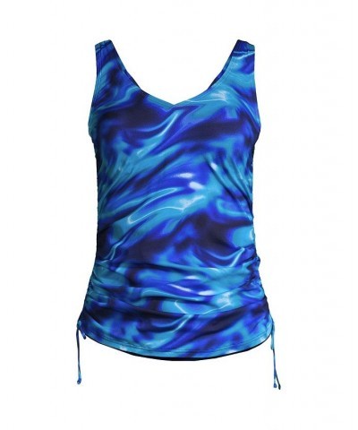 Women's Long Adjustable V-neck Underwire Tankini Swimsuit Top Adjustable Straps Electric blue multi/swirl $39.97 Swimsuits