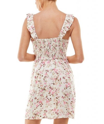 Juniors' Ruffled-Strap Keyhole-Cutout Dress Cream/Rose $34.22 Dresses