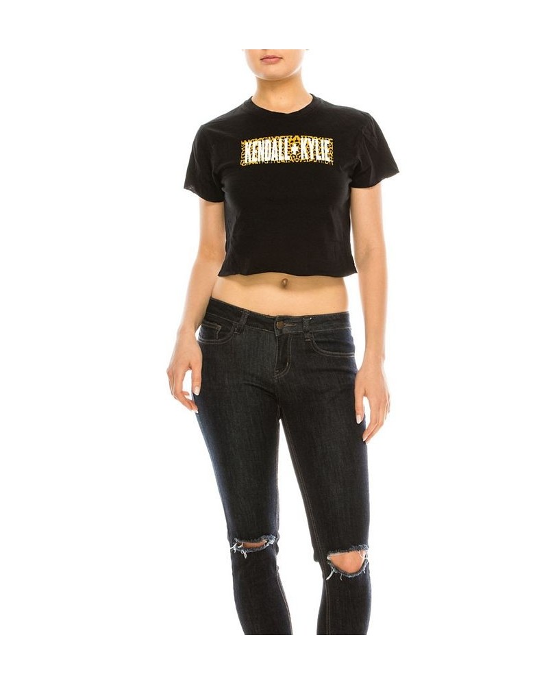 Crew Neck Crop Top Tee Black $13.13 Tops