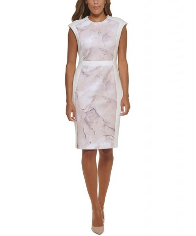 Women's Framed Extended-Shoulder Sheath Dress Cream/Oatmeal Multi $46.08 Dresses