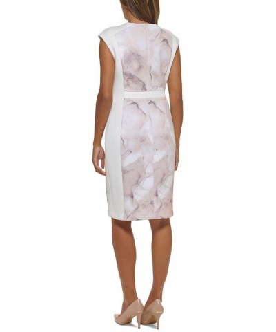 Women's Framed Extended-Shoulder Sheath Dress Cream/Oatmeal Multi $46.08 Dresses