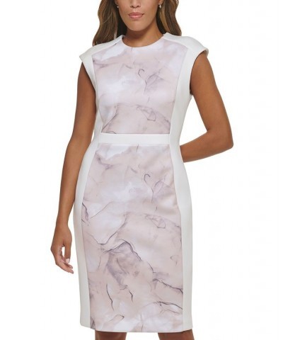 Women's Framed Extended-Shoulder Sheath Dress Cream/Oatmeal Multi $46.08 Dresses