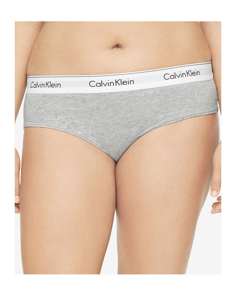 Plus Size Modern Cotton Logo Hipster Underwear QF5118 Gray $14.64 Panty