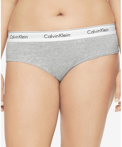 Plus Size Modern Cotton Logo Hipster Underwear QF5118 Gray $14.64 Panty