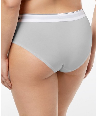 Plus Size Modern Cotton Logo Hipster Underwear QF5118 Gray $14.64 Panty