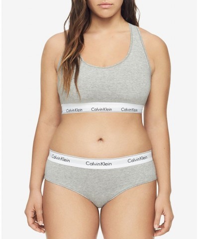 Plus Size Modern Cotton Logo Hipster Underwear QF5118 Gray $14.64 Panty