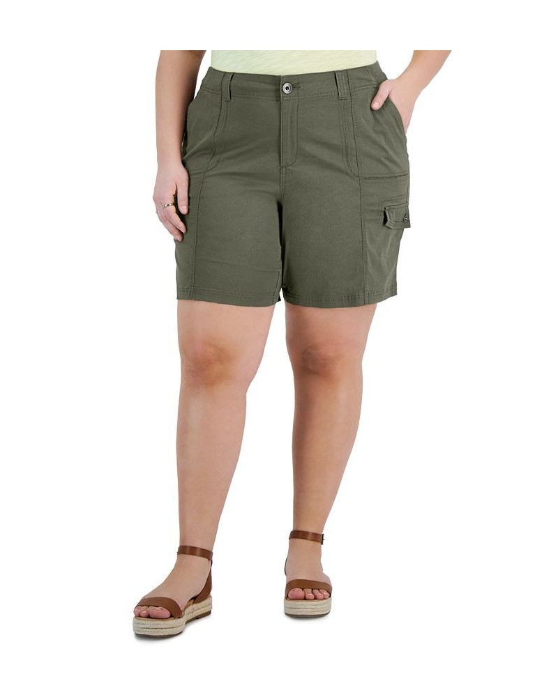 Plus Size Split-Neck Top & Shorts Olive Sprig $19.60 Shorts