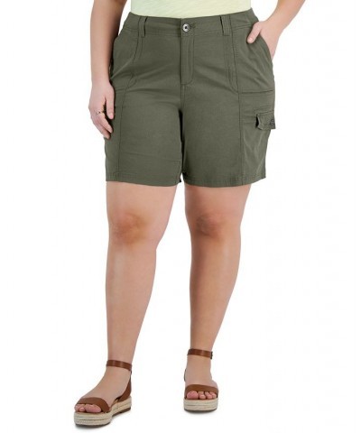 Plus Size Split-Neck Top & Shorts Olive Sprig $19.60 Shorts