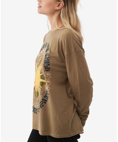 Juniors' Sun Child Graphic-Print Cotton T-Shirt Olive $17.09 Tops