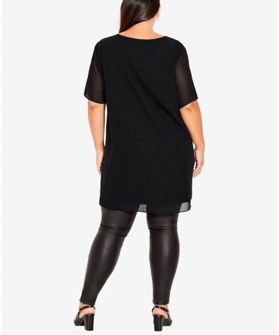 Plus Size Liv Overlay Mixed Media Scoop Neck Top Black $33.81 Tops