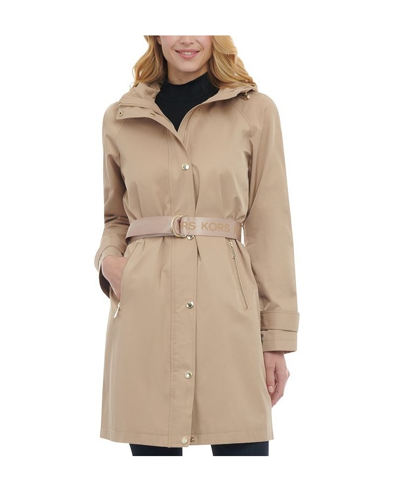 Petite Belted Hooded Trench Coat Tan/Beige $47.74 Coats